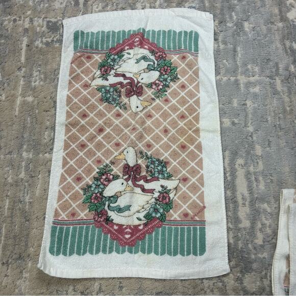 Vintage Christmas Country Geese Kitchen Towels Dishcloths Set of 5 1990s - Picture 4 of 6